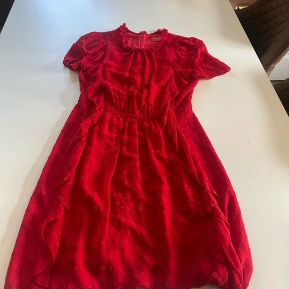 Monique Lhuillier Red High Neck Mini Dress - Picture 3 of 12